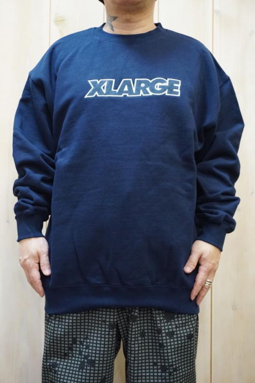 XLARGE 101224012011 STANDARD LOGO CREWNECK SWEAT XLARGE クルーネックスウェット NAVY 正規通販 メンズ レディース