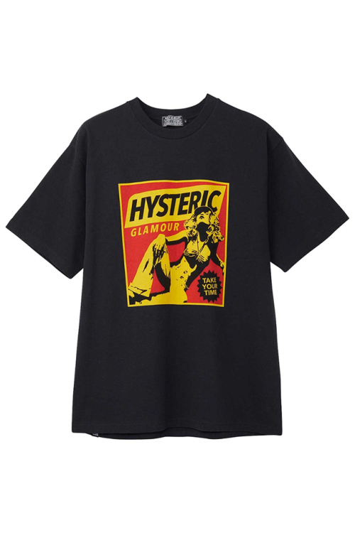 HYSTERIC GLAMOUR ヒステリックグラマー 02241CT14 TAKE YOUR TIME Tシャツ BLACK 正規通販 メンズ