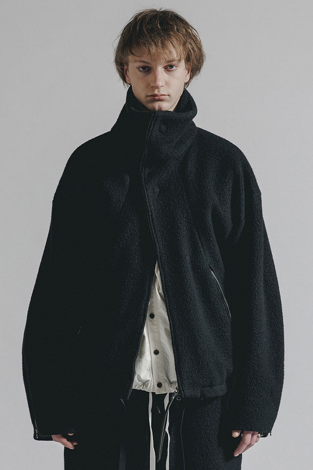 The Viridi-anne ザ ヴィリジアン VI-4007-06 WOOL PILE HIGH-NECK JACKET ウールパイル ハイネックジャケット BLACK 正規通販 メンズ 2026年8月31日入荷予定