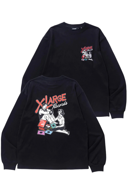 XLARGE エクストララージ 101231011001 LISTEN TO THE RECORD L/S TEE XLARGE ロングスリーブTシャツ BLACK 正規通販 メンズ レディース