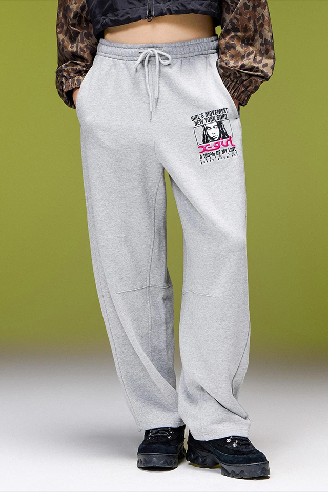 X-girl エックスガール 105263031016 FACE BOX AND MESSAGE SWEATPANTS スウェットパンツ ASH 正規通販 レディース