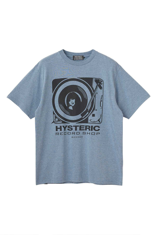 HYSTERIC GLAMOUR ヒステリックグラマー 02261CT28 HYS RECORD SHOP Tシャツ BLUE 正規通販 メンズ