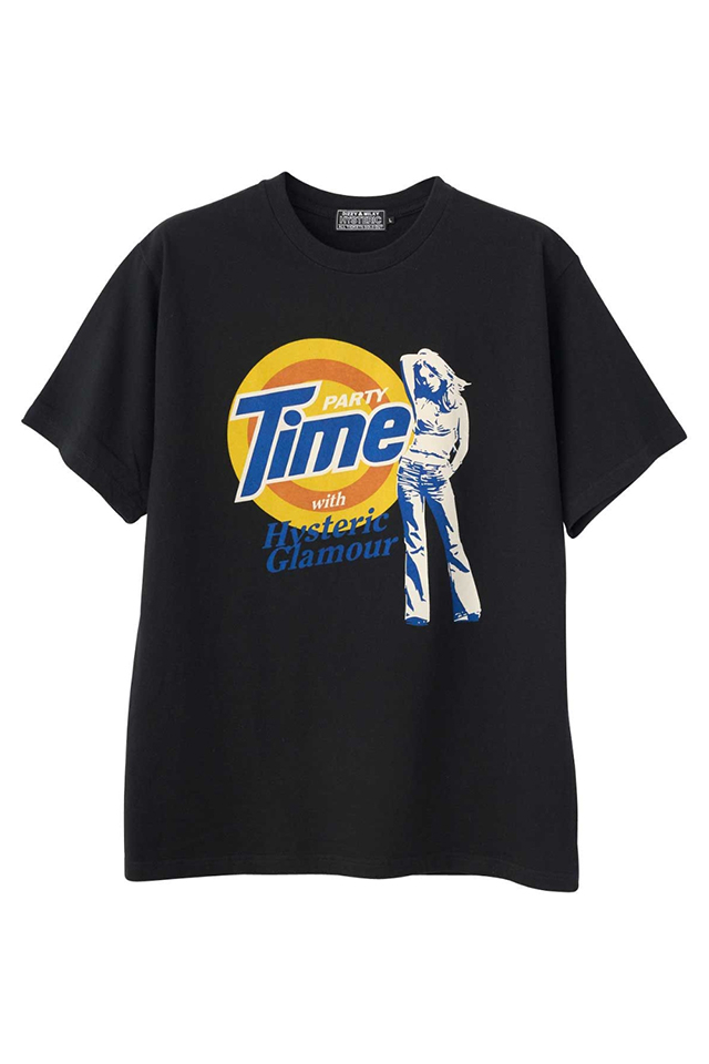 HYSTERIC GLAMOUR ヒステリックグラマー 02251CT18 PARTY TIME Tシャツ BLACK 正規通販 メンズ