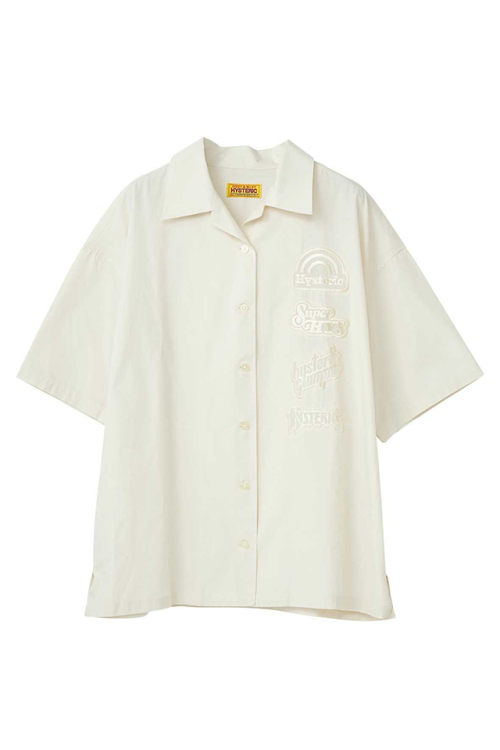 HYSTERIC GLAMOUR ヒステリックグラマー 01261AH05 GUITAR GIRL刺繍 オーバーサイズシャツ WHITE 正規通販 レディース