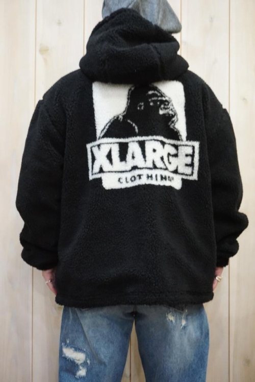 XLARGE 101224021012 BOA FLEECE ZIP-UP JACKET XLARGE ボアフリースジャケット BLACK 正規通販 メンズ レディース