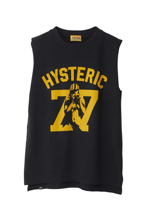 HYSTERIC GLAMOUR ヒステリックグラマー 01251CR08 HYSTERIC 77 ノースリーブ BLACK 正規通販 レディース