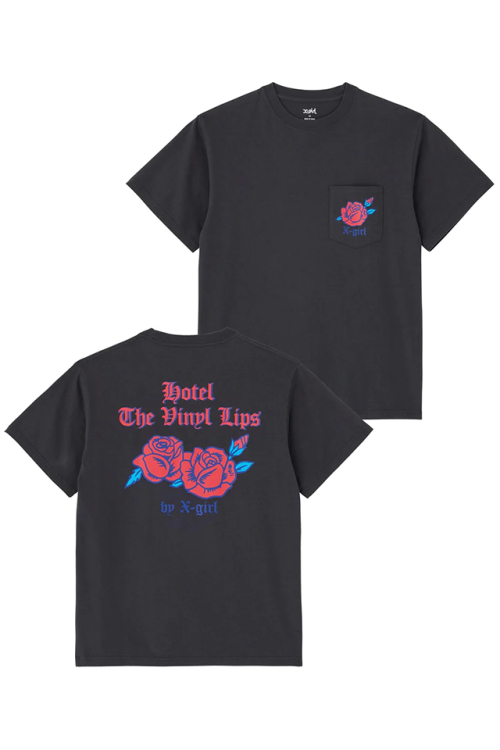 X-girl エックスガール 105232011011 ROSE POCKET S/S TEE X-girl Tシャツ CHACOAL 正規通販 レディース