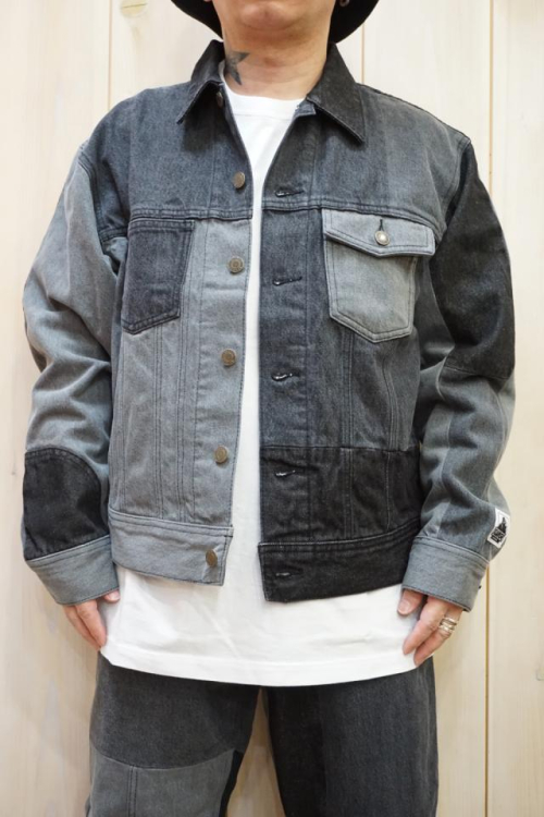 XLARGE エクストララージ 101223021001 PATCHWORK DENIM JACKET XLARGE パッチワークデニムジャケット BLACK 正規通販 メンズ レディース