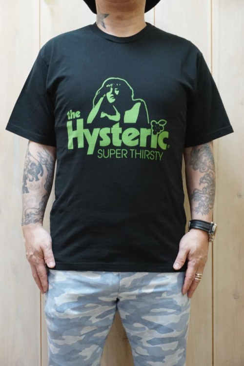 HYSTERIC GLAMOUR ヒステリックグラマー 02221CT18 SUPER THIRSTY Tシャツ BLACK 正規通販 メンズ