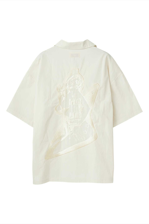 HYSTERIC GLAMOUR ヒステリックグラマー 01261AH05 GUITAR GIRL刺繍 オーバーサイズシャツ WHITE 正規通販 レディース