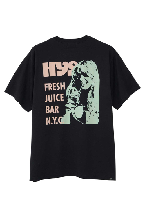 HYSTERIC GLAMOUR ヒステリックグラマー 02251CT27 FRESH JUICE BAR Tシャツ BLACK 正規通販 メンズ