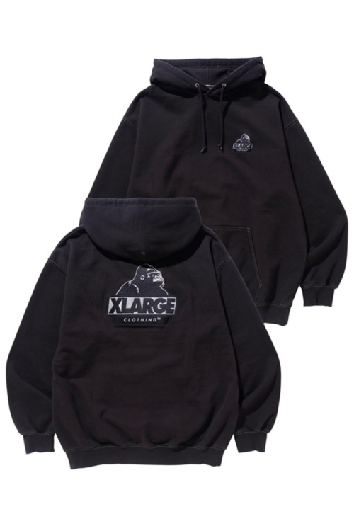 XLARGE OVERDYE SLANTED OG PULLOVER HOODED SWEAT XLARGE パーカー BLACK 101224012036 正規通販 メンズ レディース