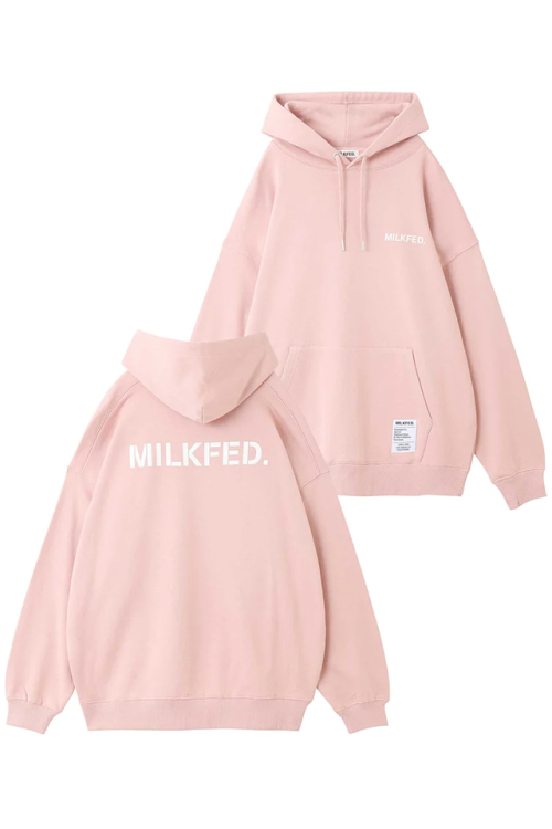 MILKFED. ミルクフェド 103231012001 STENCIL LOGO WIDE SWEAT HOODIE MILKFED. パーカー LtPINK 正規通販 レディース