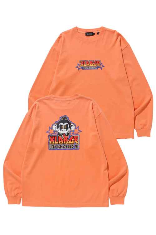 XLARGE エクストララージ 101231011004 PIGMENT DYED HEAVY METAL KEITH L/S TEE XLARGE ロングスリーブTシャツ ORANGE 正規通販 メンズ レディース