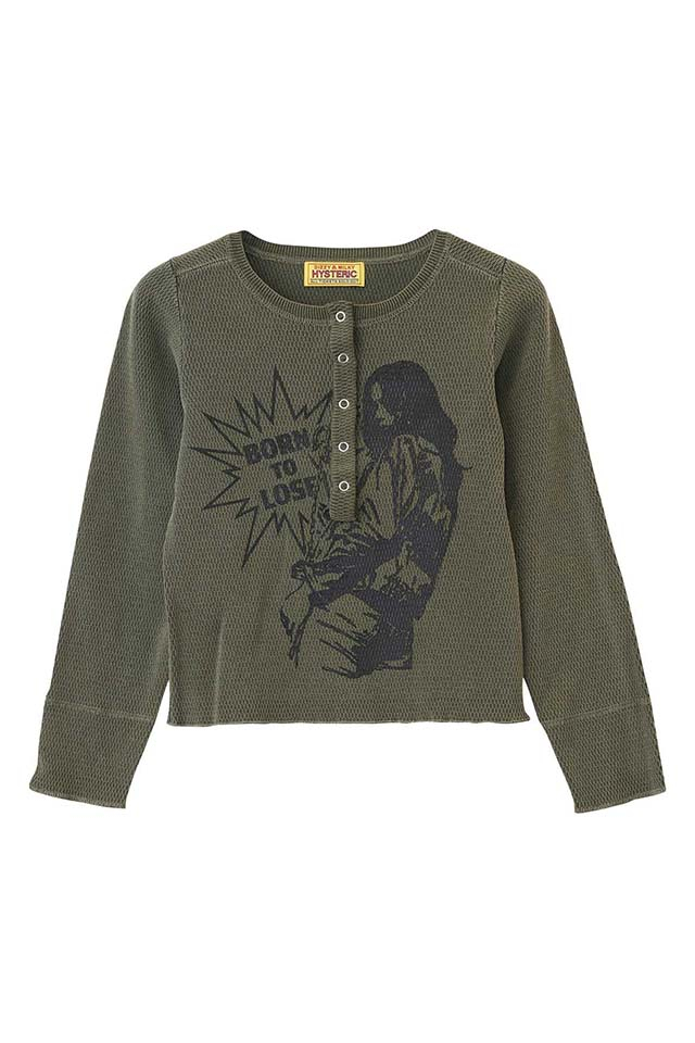 HYSTERIC GLAMOUR ヒステリックグラマー 01261NS02 BORN TO LOSE プルオーバー KHAKI 正規通販 レディース
