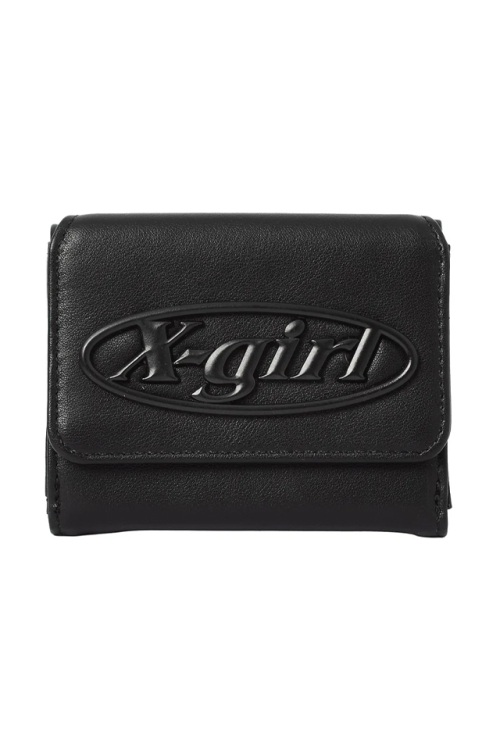 X-girl エックスガール 105262054004 TONAL OVAL LOGO BUCKLE FAUX LEATHER MINI WALLET 財布 BLACK 正規通販 レディース