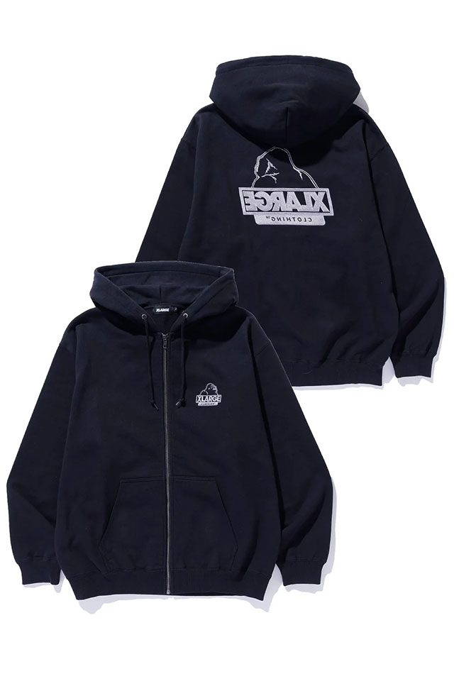 XLARGE エクストララージ 101254012009 BACKSIDE OG ZIP UP HOODED SWEATSHIRT ジップパーカー BLACK 正規通販 メンズ レディース