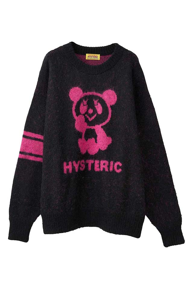 HYSTERIC GLAMOUR ヒステリックグラマー 01253NS09 HYSTERIC PANDAジャカード セーター BLACK 正規通販 レディース