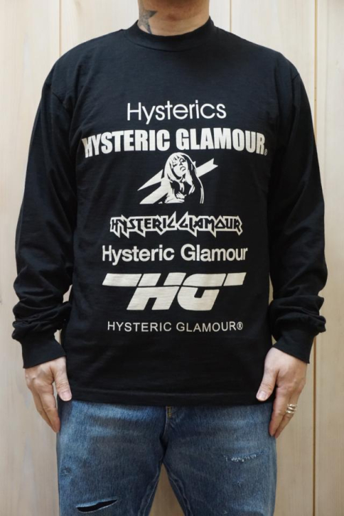 HYSTERIC GLAMOUR ヒステリックグラマー 02221CL06 ASSORTED LOGO Tシャツ BLACK 正規通販 メンズ