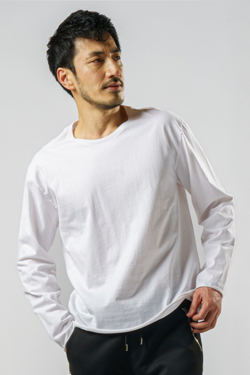 wjk 7330 js01c wide cut-off crew-neck L/S ワイドカットオフクルーネックカットソー WHITE 正規通販 メンズ