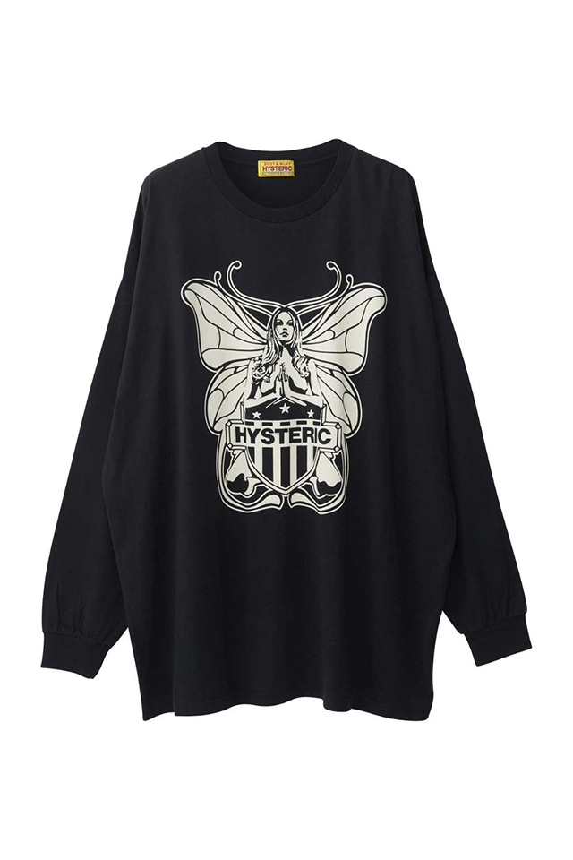 HYSTERIC GLAMOUR ヒステリックグラマー 01241CL01 LEVITATED GIRL オーバーサイズTシャツ BLACK 正規通販 レディース