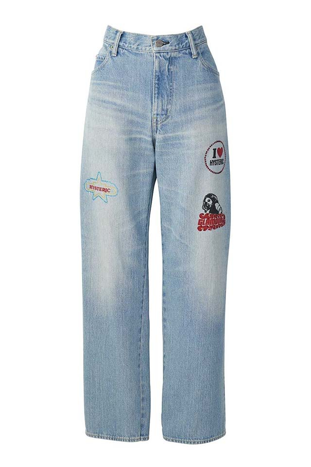 HYSTERIC GLAMOUR ヒステリックグラマー 01253AP05 HYS LOGO ストレートデニムパンツ LIGHT INDIGO BLUE 正規通販 レディース