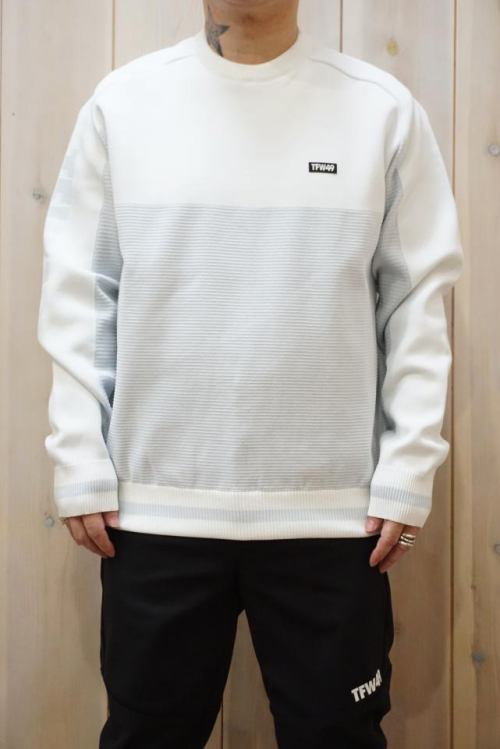 TFW49 ティーエフダブリューフォーティーナイン T092320001 ROUND NECK KNIT ラウンドネックニット WHT × LGRAY 正規通販 メンズ ゴルフ