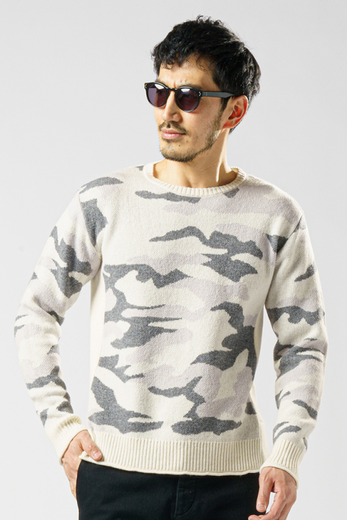 wjk 6872 ca13c jacquard pull-over クルーネックニット WHITE CAMO 正規通販 メンズ