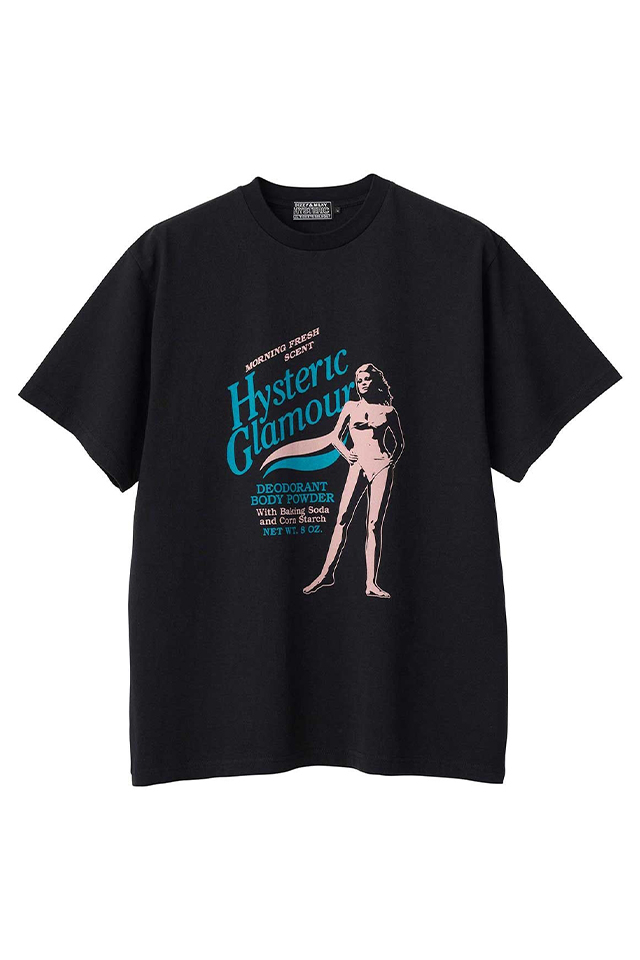 HYSTERIC GLAMOUR ヒステリックグラマー 02261CT16 HYSTERIC BODY POWDER Tシャツ BLACK 正規通販 メンズ