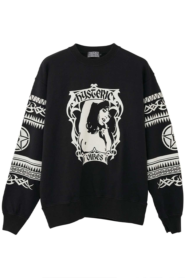 HYSTERIC GLAMOUR ヒステリックグラマー 02231CS05 HYSTERIC VIBES スウェット BLACK 正規通販 メンズ