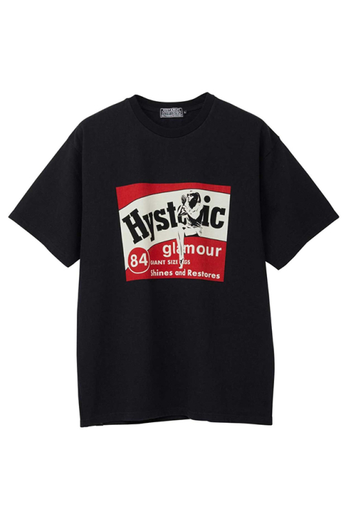 HYSTERIC GLAMOUR ヒステリックグラマー 02241CT02 HG POLISH Tシャツ BLACK 正規通販 メンズ