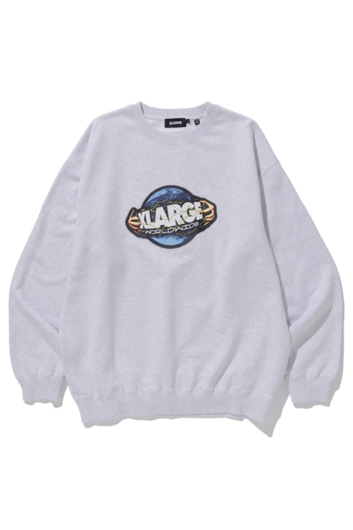 XLARGE DIGITAL EARTH LOGO CREWNECK SWEAT XLARGE クルーネックスウェット ASH 101224012022 正規通販 メンズ レディース