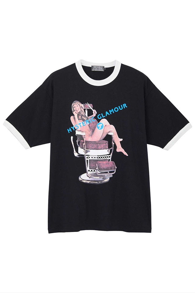 HYSTERIC GLAMOUR ヒステリックグラマー 02241CT17 HYSTERIC HAIR CUT Tシャツ BLACK 正規通販 メンズ