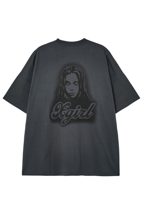 X-girl エックスガール 105262041011 SPRAY FACE S/S BIG TEE DRESS Tシャツワンピース BLACK 正規通販 レディース
