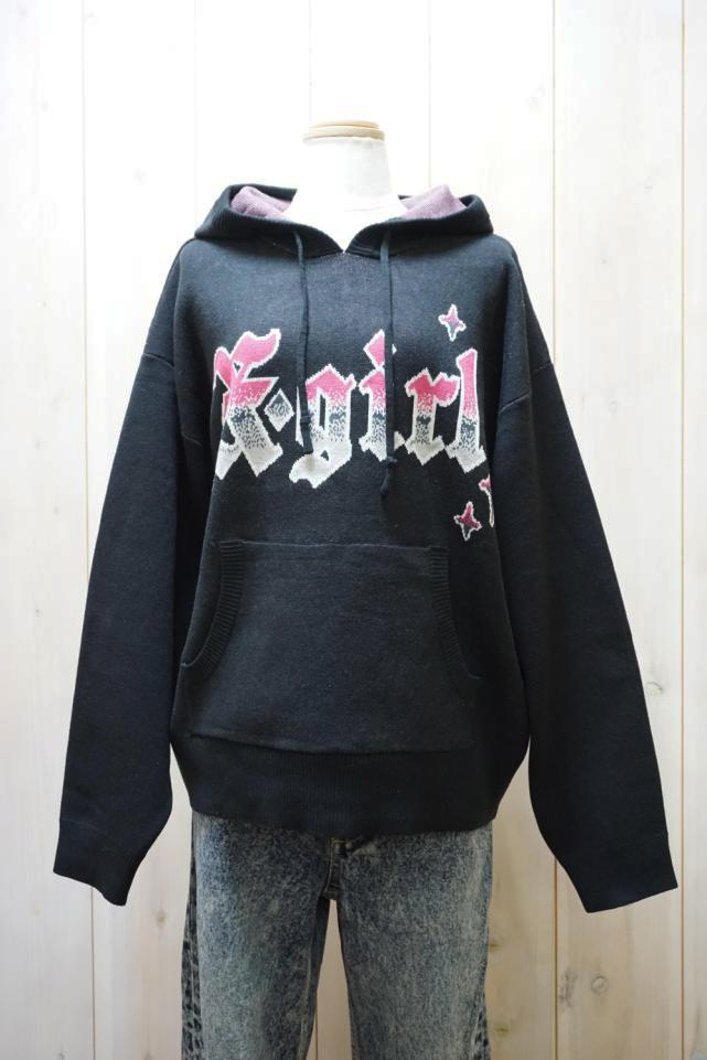 早い者勝ち 大人気 X-girl GRADIENT LOGO JACQUARD KNIT HOODIE (X-girl/ニット・セーター)  105244015009【BUYMA】