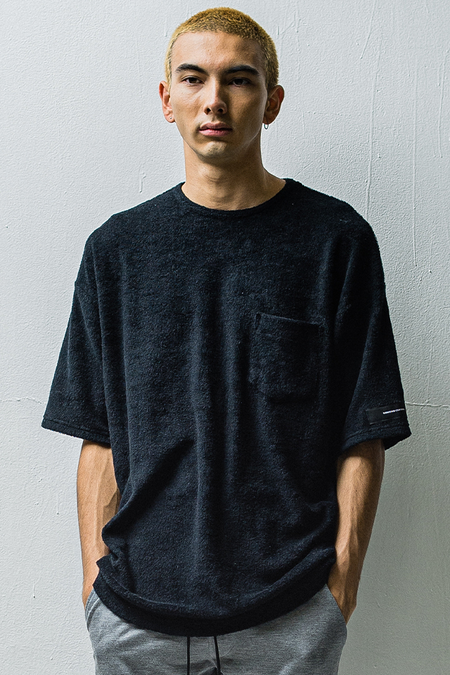 RESOUND CLOTHING リサウンドクロージング RC27-T-005 PILE LOOSE pocket TEE ルーズポケットTシャツ BLACK 正規通販 メンズ