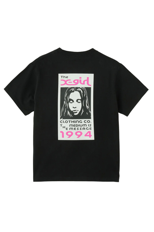 X-girl エックスガール 105252011020 BOX LOGO AND FACE S/S TEE Tシャツ BLACK 正規通販 レディース
