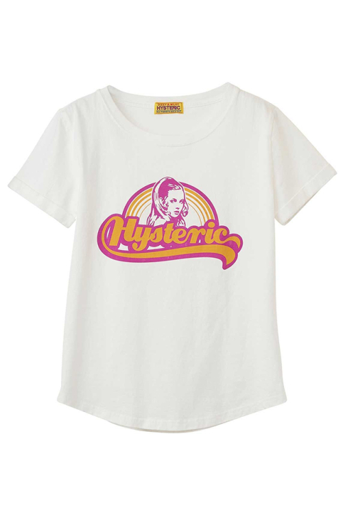 HYSTERIC GLAMOUR ヒステリックグラマー 01261CT04 LIVING IN THE RAINBOW Tシャツ WHITE 正規通販 レディース