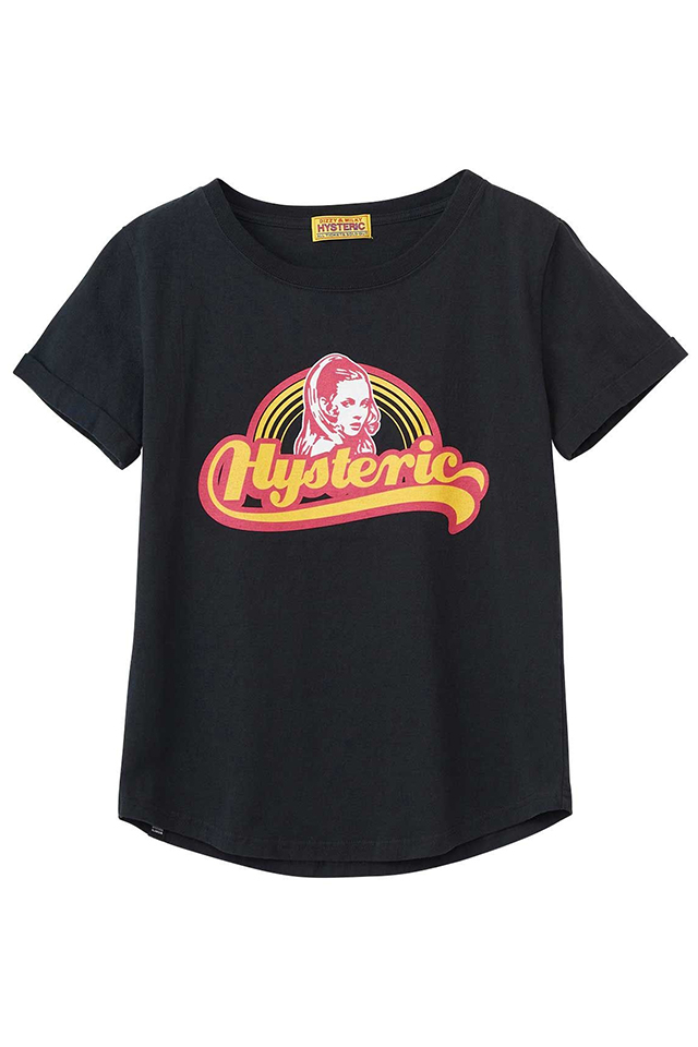 HYSTERIC GLAMOUR ヒステリックグラマー 01261CT04 LIVING IN THE RAINBOW Tシャツ BLACK 正規通販 レディース