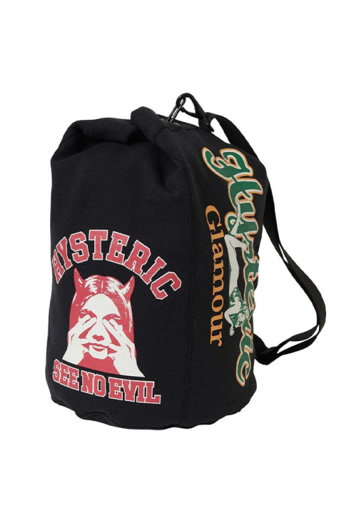 HYSTERIC GLAMOUR ヒステリックグラマー 01253QB10 COLLEEGE COLLAGE スウェットショルダーバッグ BLACK 正規通販 レディース