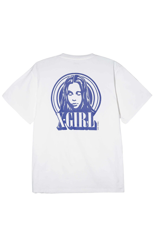 X-girl エックスガール 105242011010 CIRCLE BACKGROUND FACE LOGO S/S TEE Tシャツ WHITE 正規通販 レディース